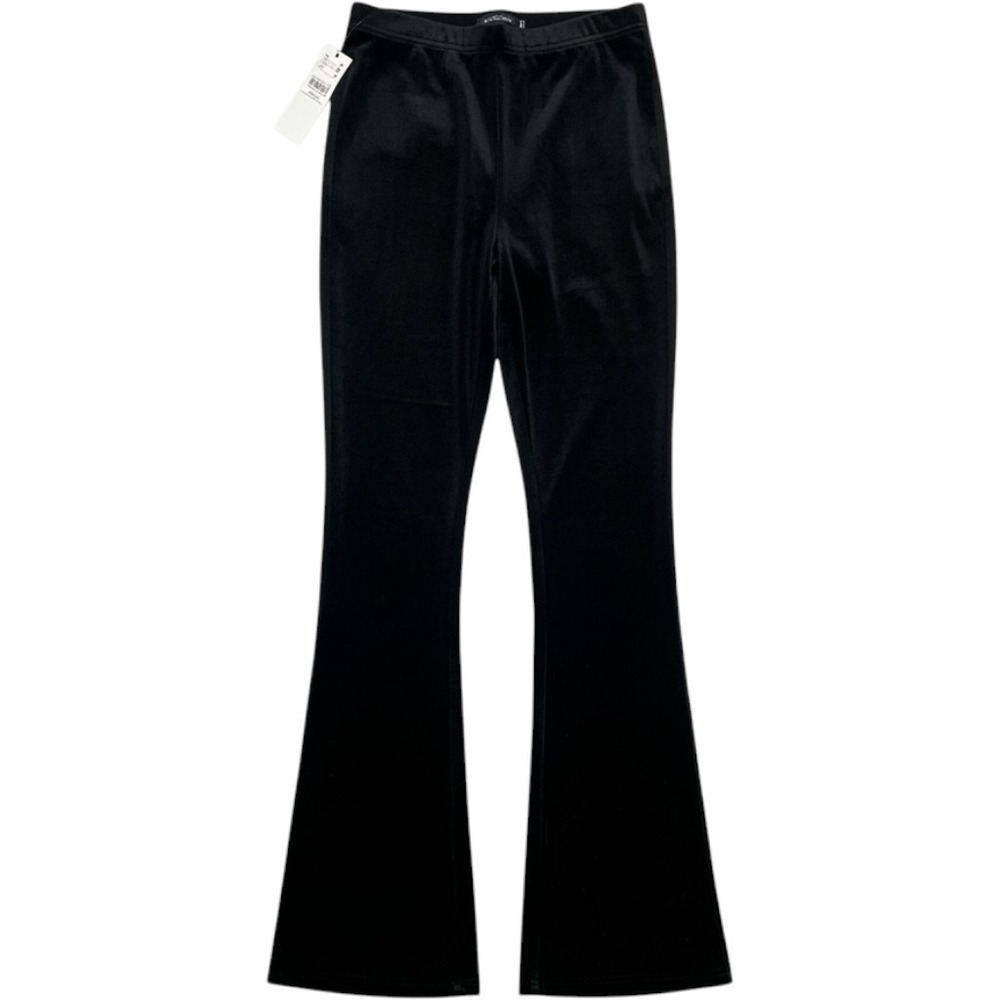 Topshop Black Velvet Flare Trousers High Waisted Bell Bottom Pants Size US 4 NWT